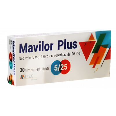 MAVILOR PLUS 5 / 25 MG ( NEBIVOLOL / HYDROCHLOROTHIAZIDE ) 30 FILM-COATED TABLETS